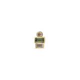 SAMPLE SALE Trio Mini Stud Earring - White Gold with Green Sapphire and Diamonds