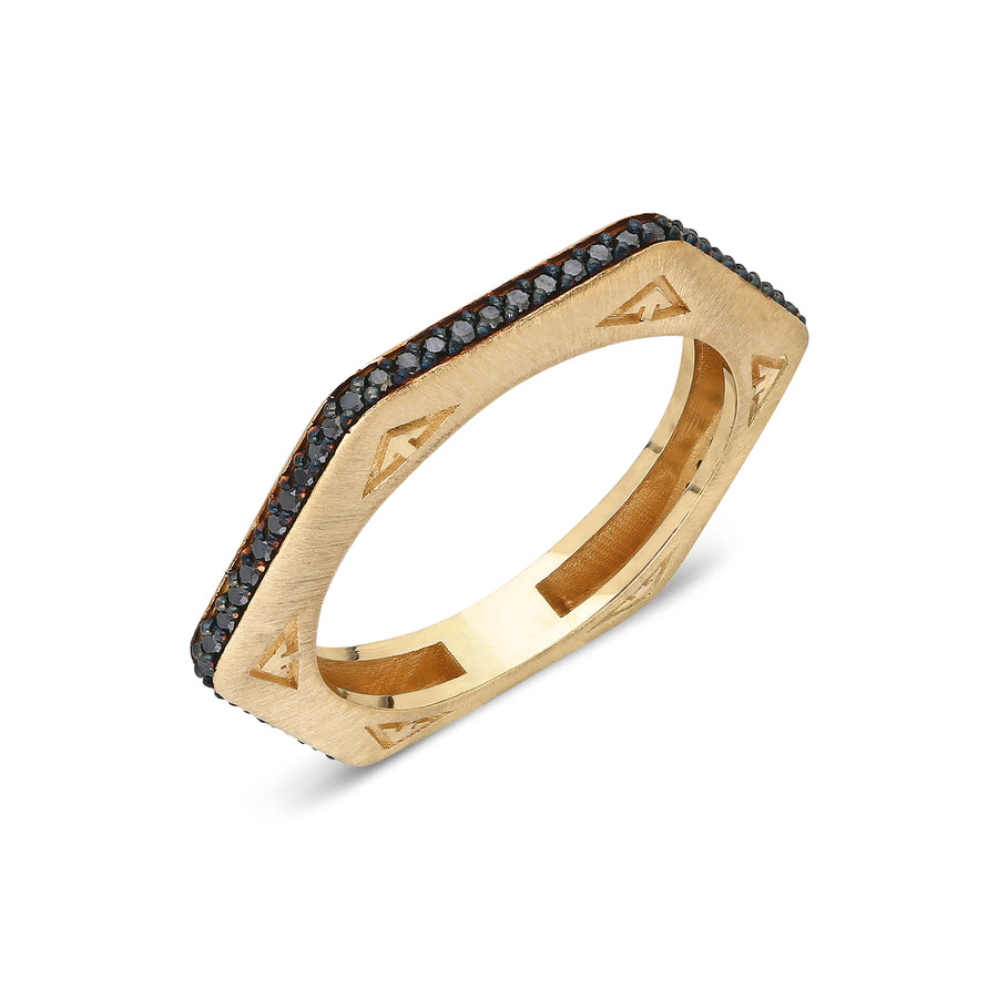 “Baira” Hexagonal Ring - Black Diamonds