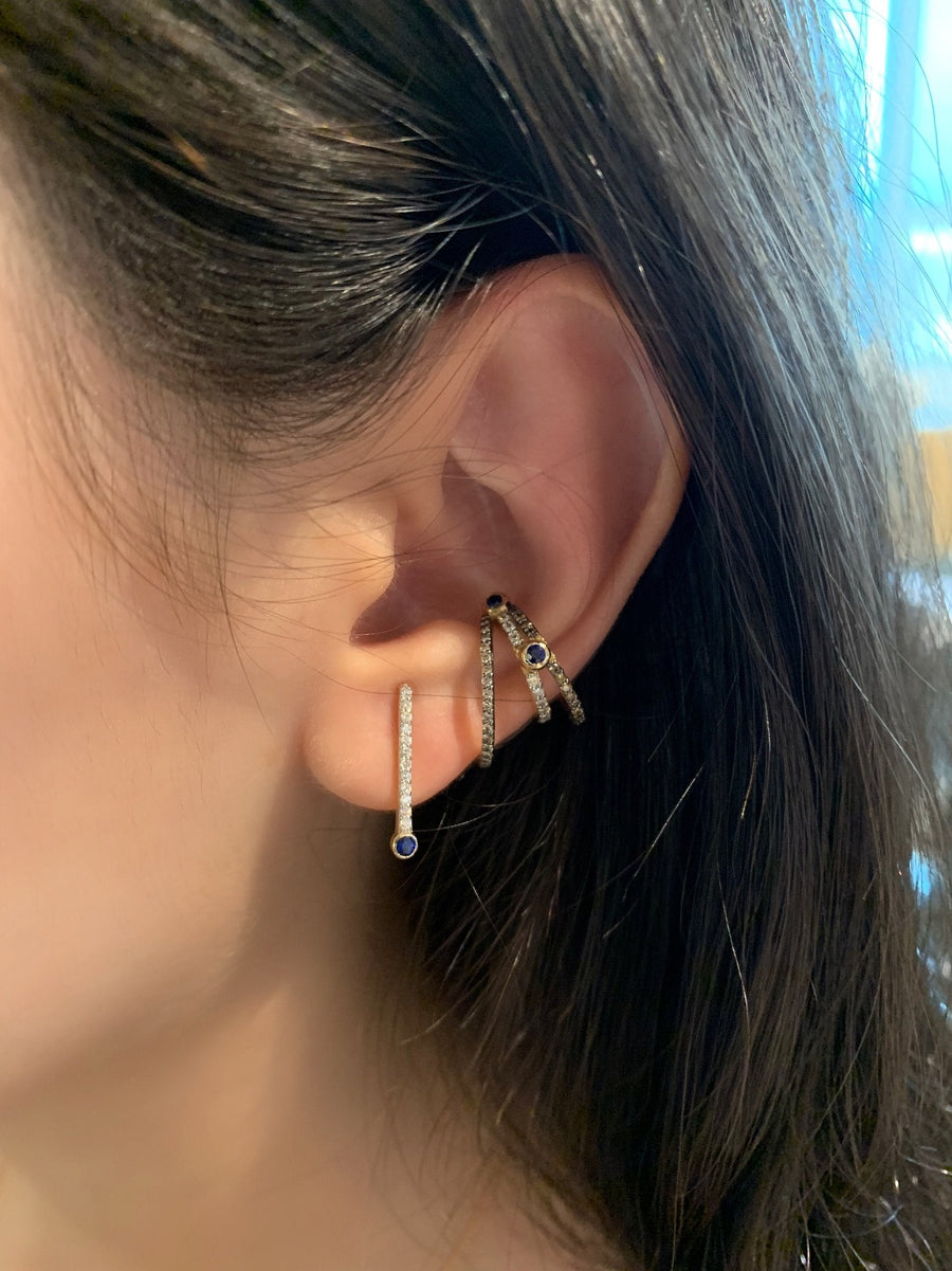¡Buenos Días! Triple Ray Diamond and Sapphire Ear Cuff (no piercing)