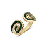 “Txirimiri” Enamel Cuff Ring - Green
