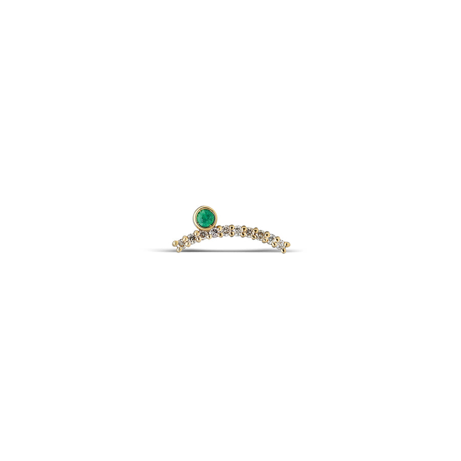 “Acu” Wink Single Stud - Champagne Diamonds and Emerald