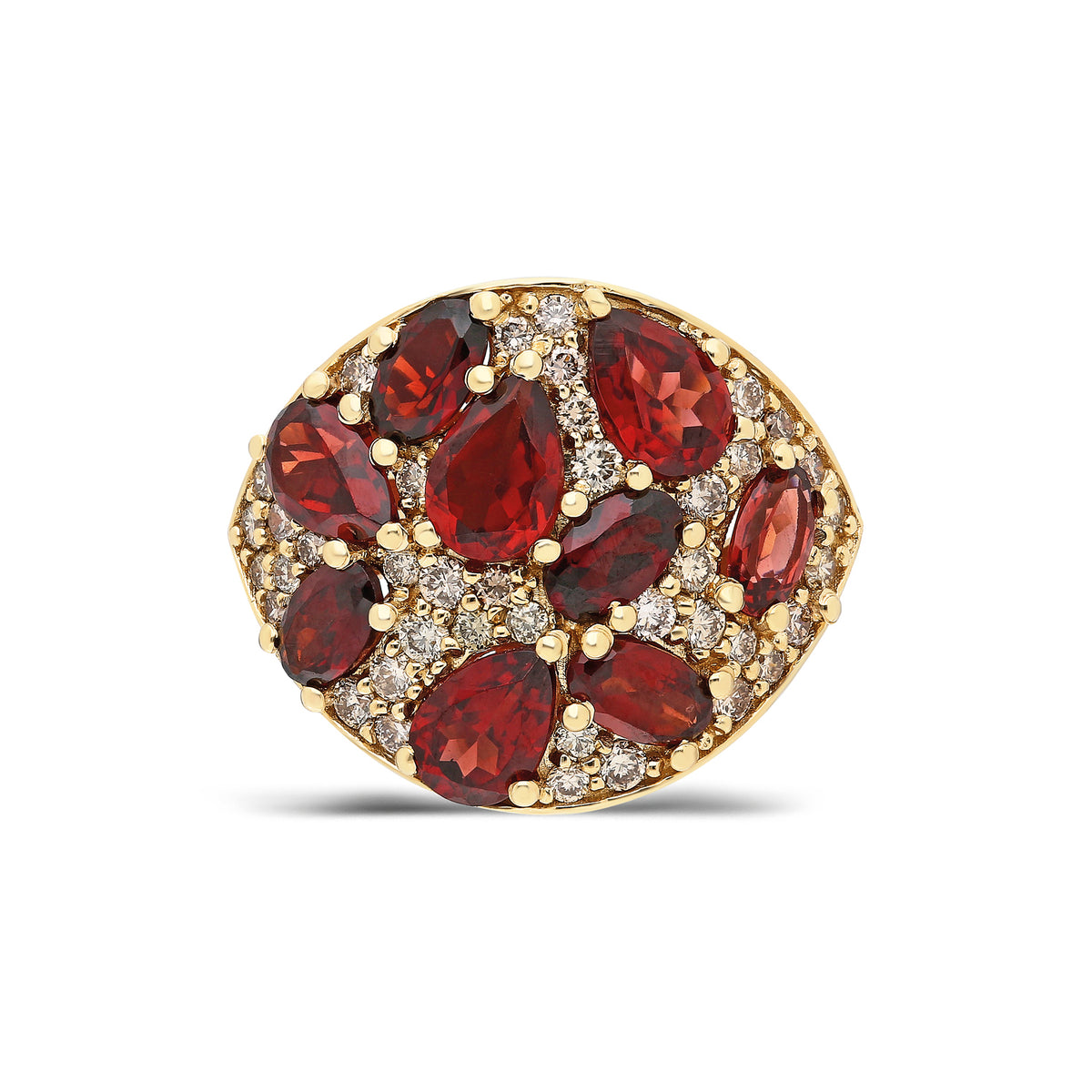 "Coa" Champagne Diamonds and Garnet Ring