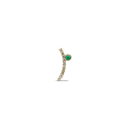 “Acu” Wink Single Stud - Champagne Diamonds and Emerald