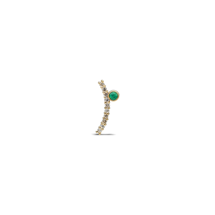 “Acu” Wink Single Stud - Champagne Diamonds and Emerald