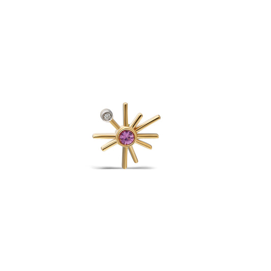 ¡Buenos Días! Mini Sun Stud Earring - Pink Sapphire