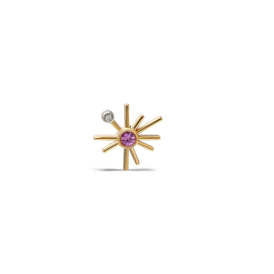 ¡Buenos Días! Mini Sun Stud Earring - Pink Sapphire