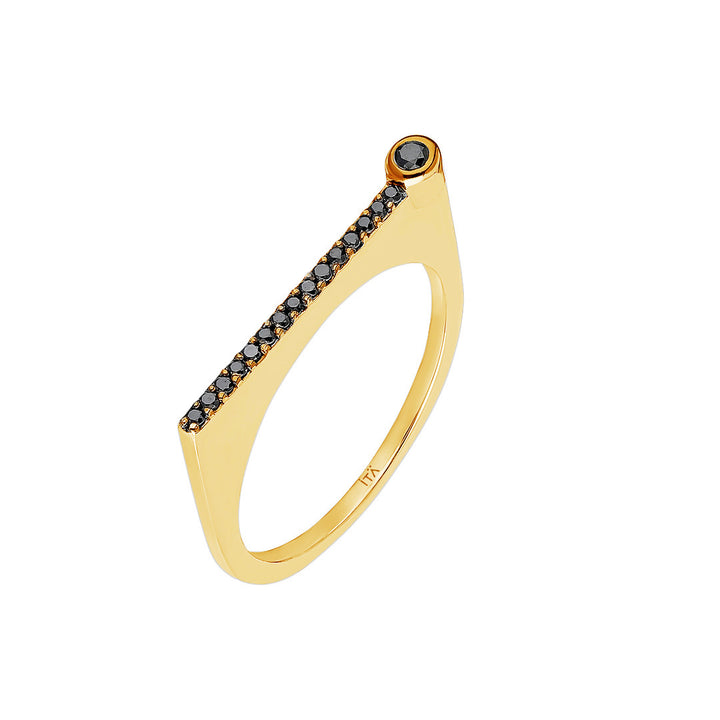 ¡Buenos Días! “Horizon” Ray Ring in Yellow Gold with Black Diamonds