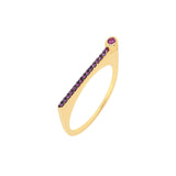¡Buenos Días! “Horizon” Ray Ring in Yellow Gold with Pink Sapphires