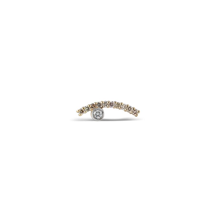 “Acu” Wink Single Stud - Champagne Diamonds with White Diamond Bezel - Single