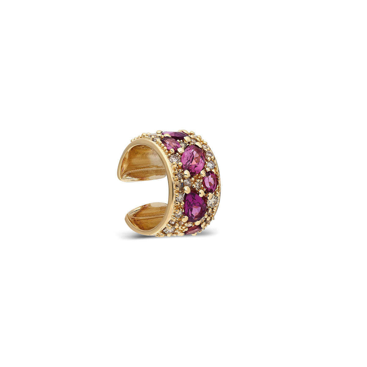 “Coa” Ear Cuff - Champagne Diamonds and Rhodolites (no piercing)