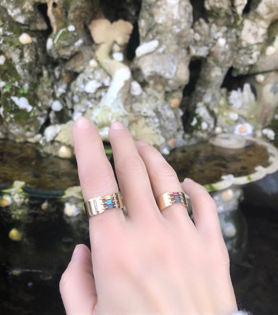 “Miri” Triple Tourmaline Baguette Cigar Band