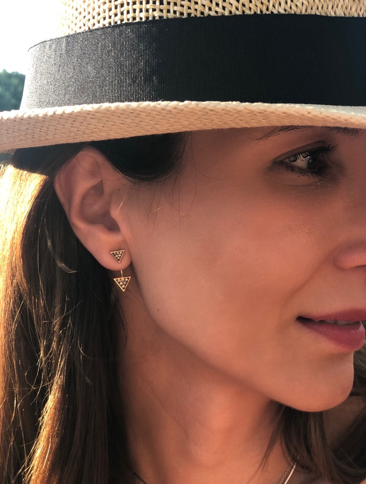 “Emblema” Triangle Ear Jacket - Yellow Gold and Cognac Diamonds