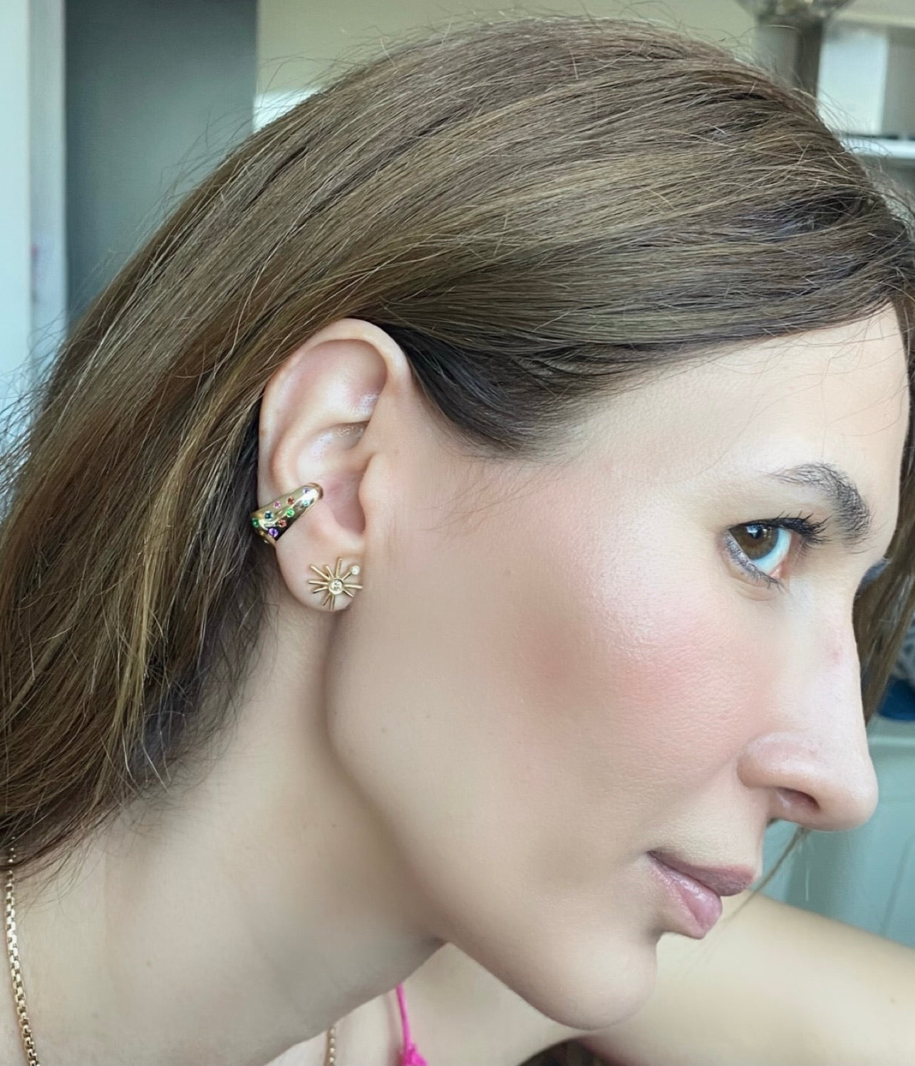 Miri Multi Gemstone Ear Cuff T