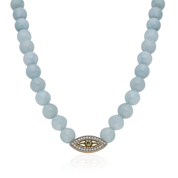 Pavé "Macu” Beaded Necklace - Aquamarine