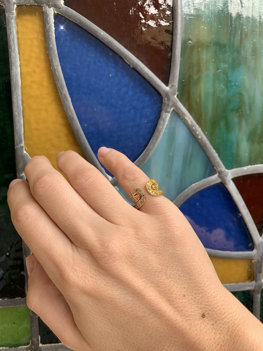 “Txirimiri” Citrine and Champagne Diamond Bling Ring - Limón
