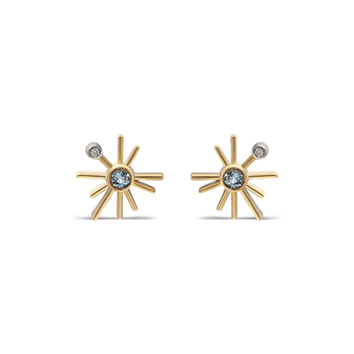 ¡Buenos Días! Mini Sun Stud Earring - Aquamarine