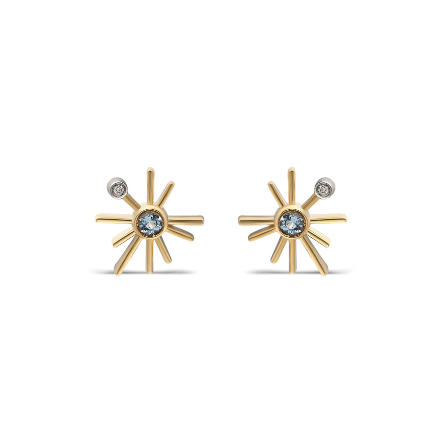 ¡Buenos Días! Mini Sun Stud Earring - Aquamarine