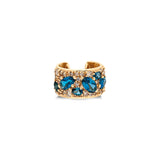 “Coa” Ear Cuff - Champagne Diamonds and Blue Topaz (no piercing)