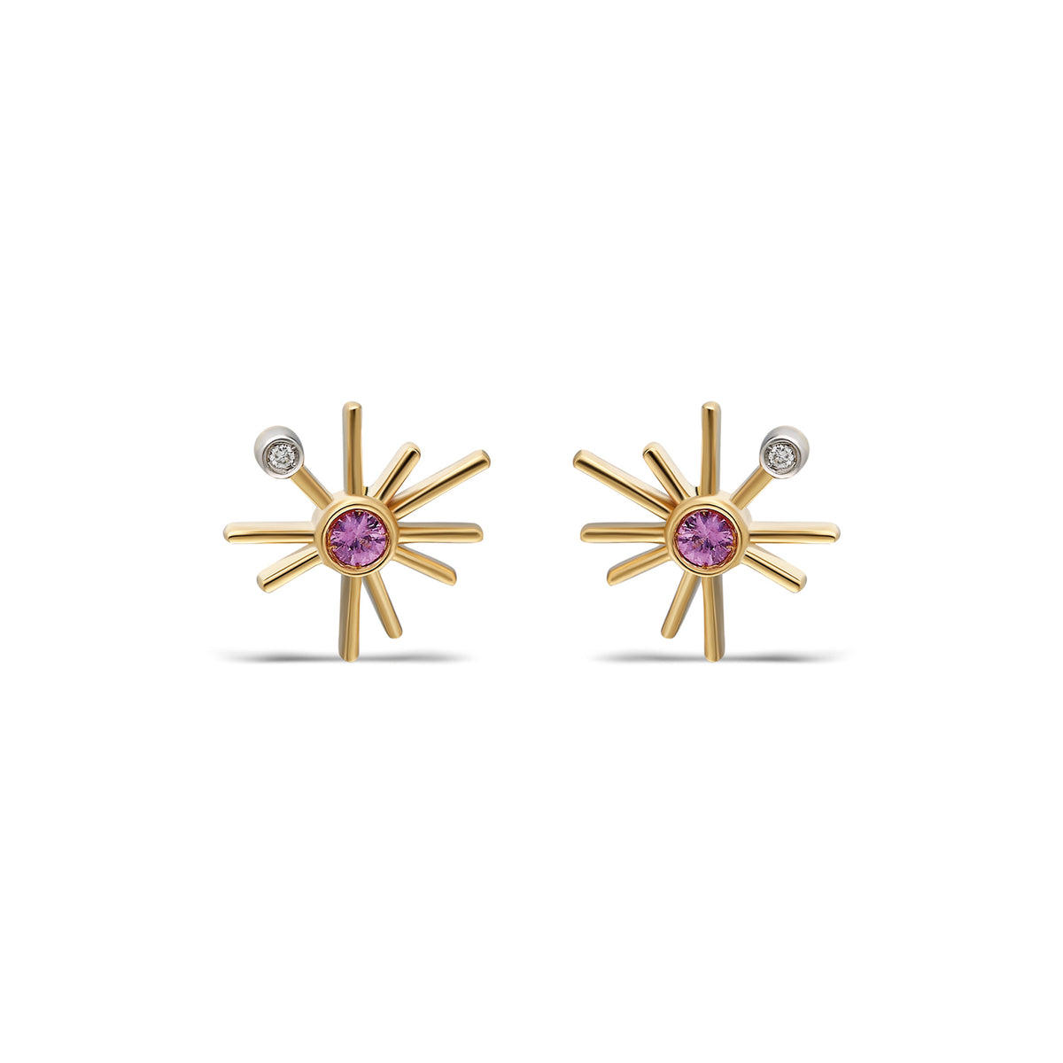 ¡Buenos Días! Mini Sun Stud Earring - Pink Sapphire