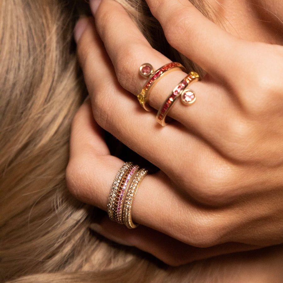 “Eterno” Pavé Ring - Garnets and Pink Sapphires