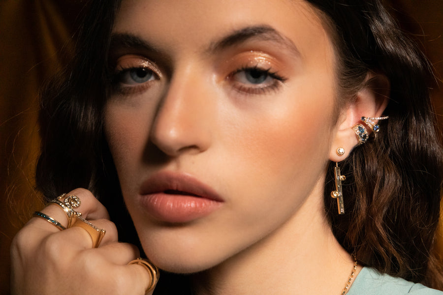 ¡Buenos Días! XL Triple Ray Diamond and Sapphire Ear Cuff (no piercing)