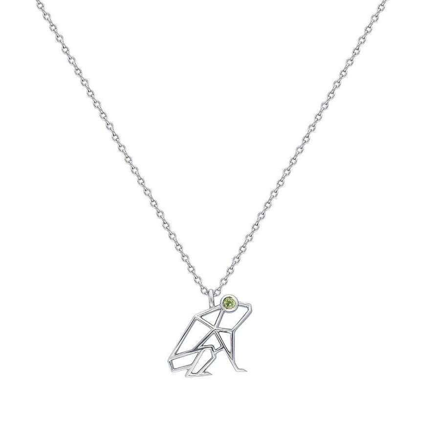 “Keko” Coquí Necklace in White Gold with Peridot Eye