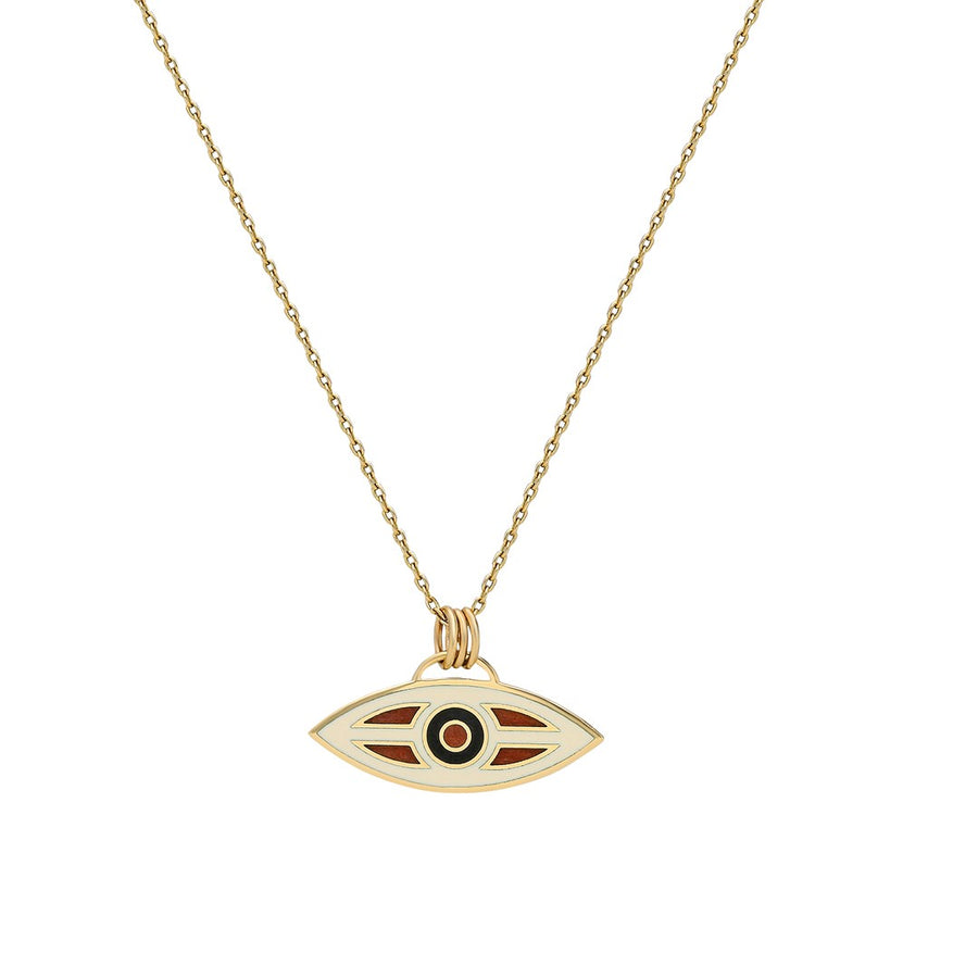 “Macu” Enamel Caribbean Eye Pendant - Cream