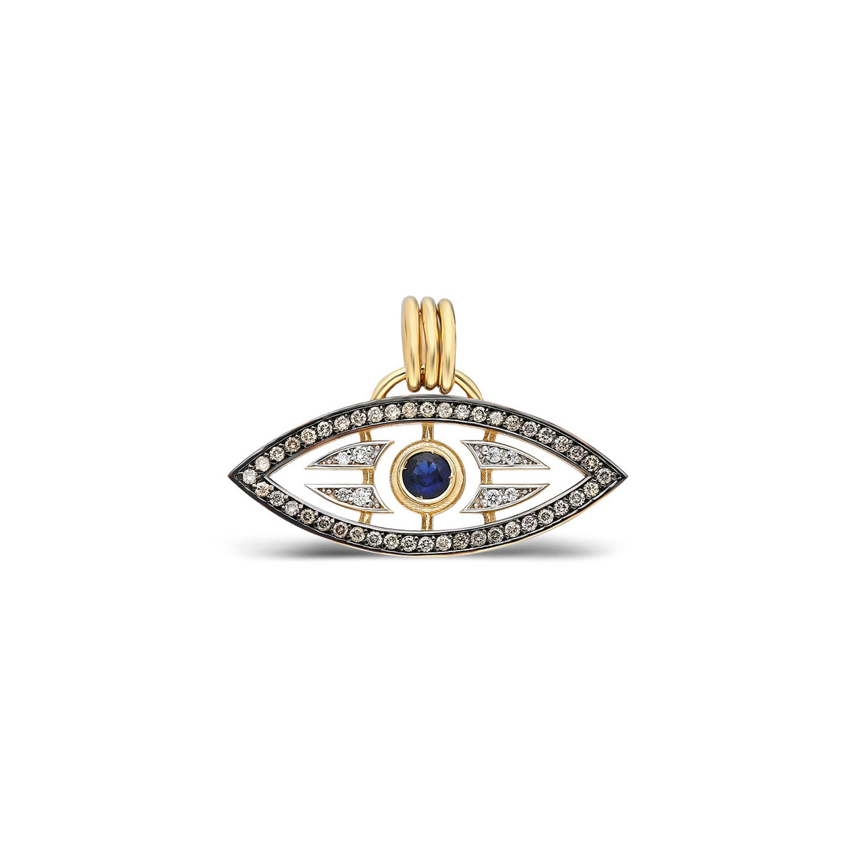 “Macu” Caribbean Eye Pendant - Diamonds and Blue Sapphire hi