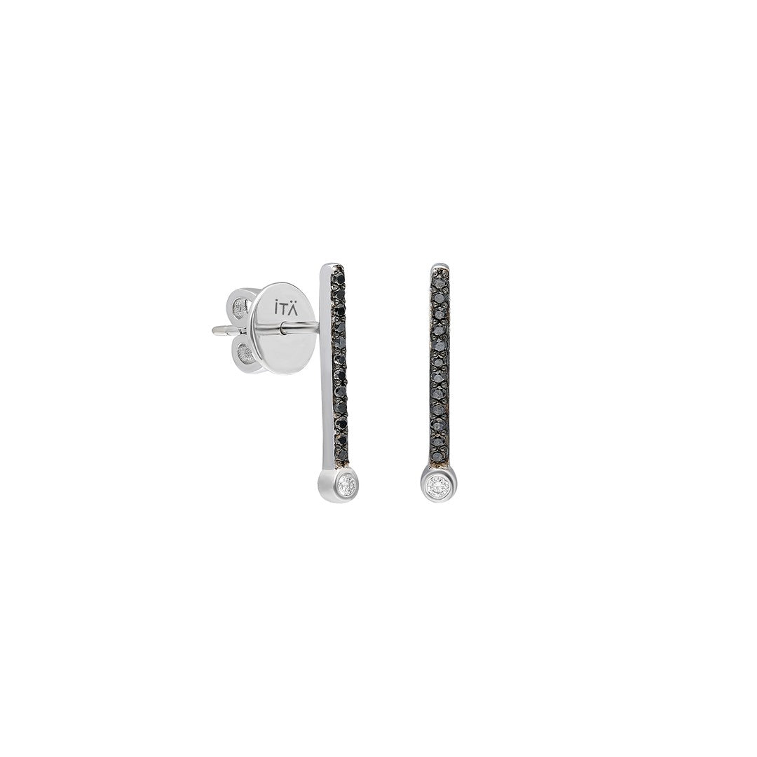 ¡Buenos Días! Small White Gold and Black Diamond Ray Earring