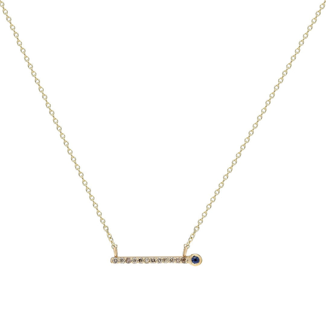 ¡Buenos Días! Small Ray Necklace - Champagne Diamonds and Sapphire