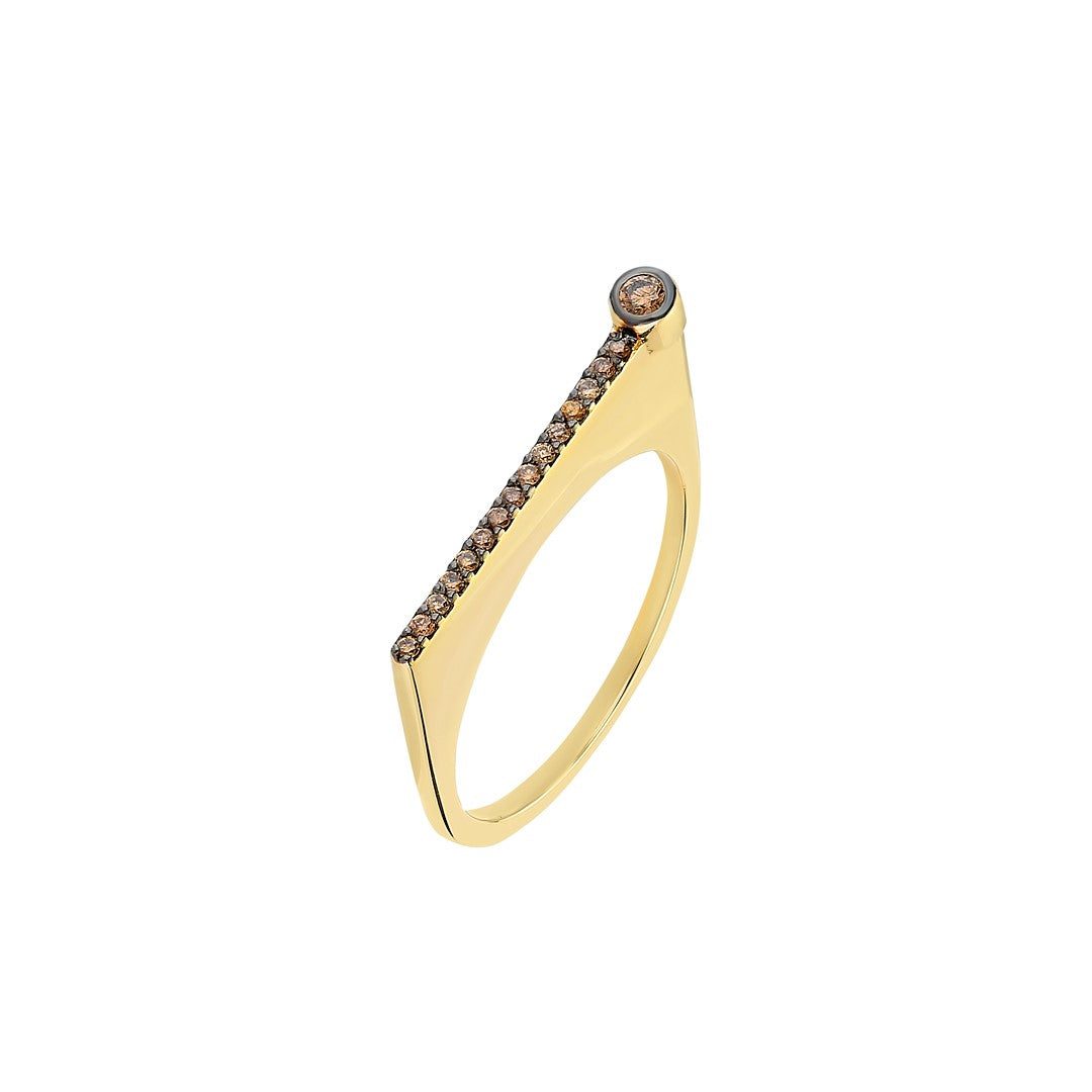 ¡Buenos Días! “Rise” Ray Ring in Yellow Gold with Cognac Diamonds