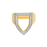 “Open Shield” Ring in Yellow Gold and White Diamonds