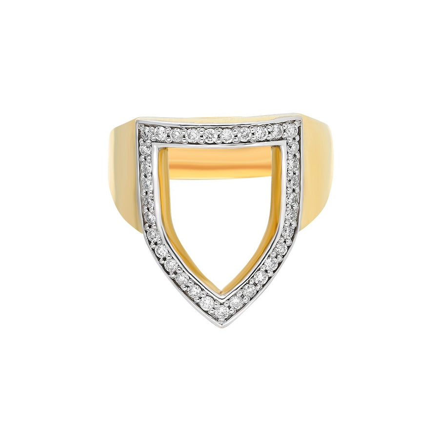 “Open Shield” Ring in Yellow Gold and White Diamonds