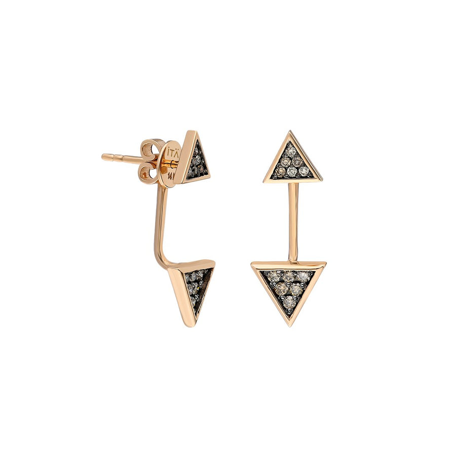 “Emblema” Triangle Ear Jacket - Rose Gold and Cognac Diamonds