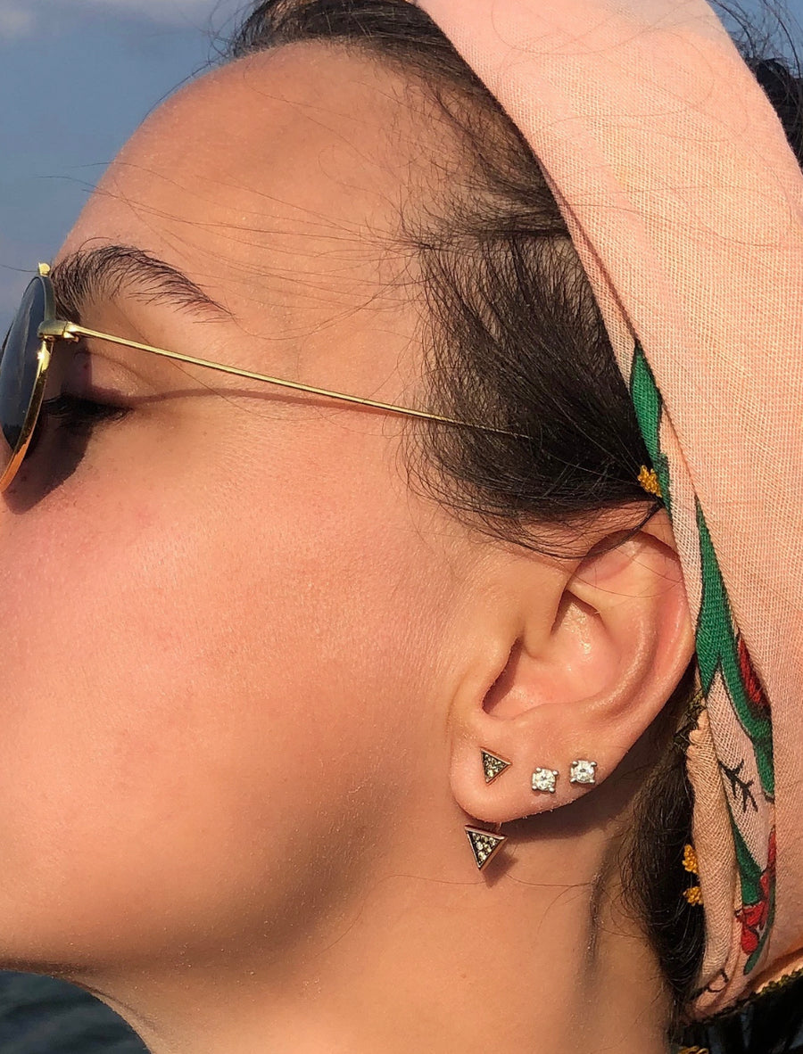 “Emblema” Triangle Ear Jacket - Rose Gold and Cognac Diamonds