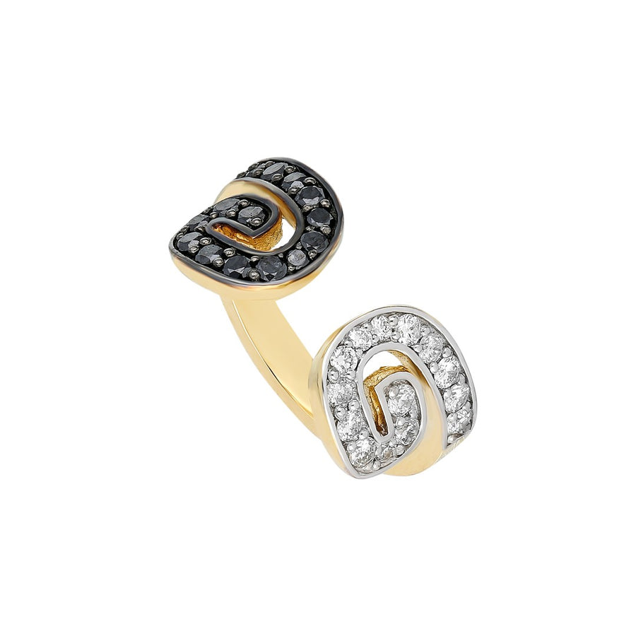 “Txirimiri” White and Black Diamond Bling Ring - Yin & Yang