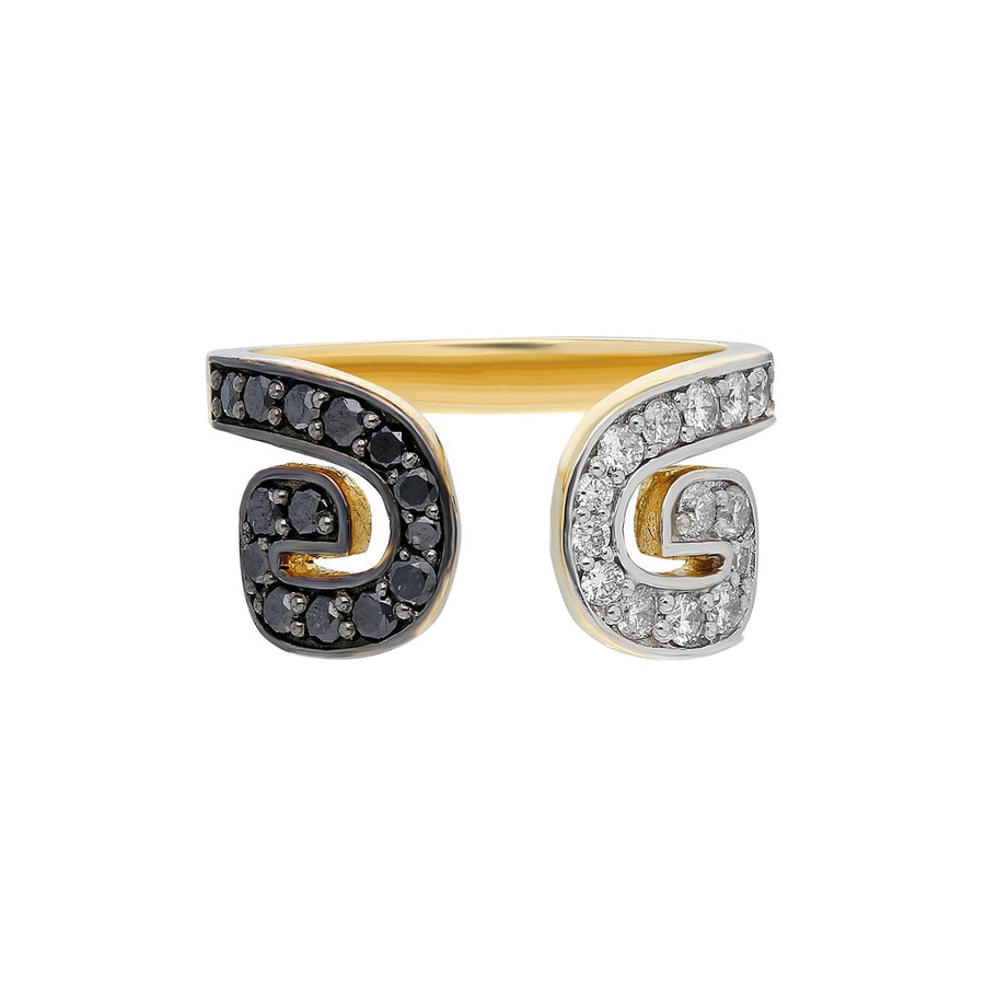 “Txirimiri” White and Black Diamond Bling Ring - Yin & Yang