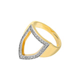 “Open Shield” Ring in Yellow Gold and White Diamonds