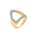 “Open Shield” Ring in Yellow Gold and White Diamonds